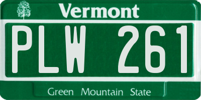 VT license plate PLW261