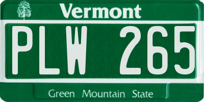 VT license plate PLW265