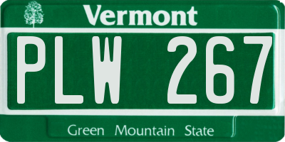 VT license plate PLW267