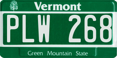 VT license plate PLW268