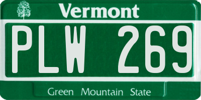 VT license plate PLW269