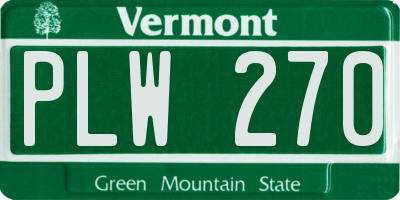 VT license plate PLW270