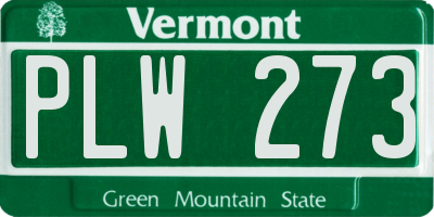 VT license plate PLW273