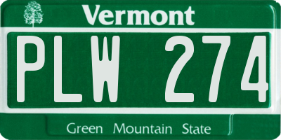 VT license plate PLW274