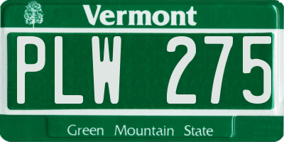 VT license plate PLW275