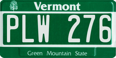 VT license plate PLW276