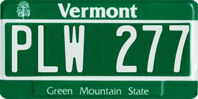 VT license plate PLW277