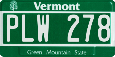 VT license plate PLW278