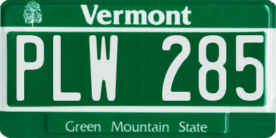 VT license plate PLW285