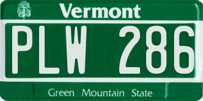 VT license plate PLW286