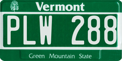 VT license plate PLW288