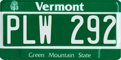VT license plate PLW292
