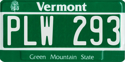 VT license plate PLW293