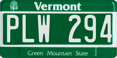 VT license plate PLW294