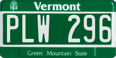 VT license plate PLW296