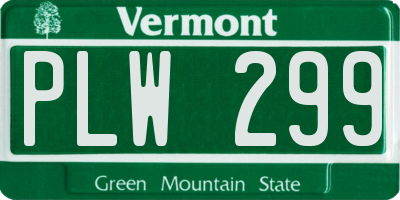 VT license plate PLW299