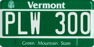 VT license plate PLW300