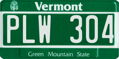 VT license plate PLW304
