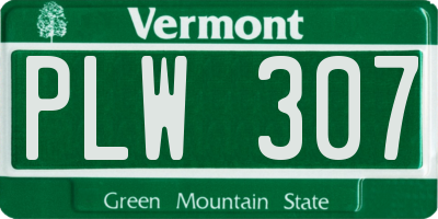 VT license plate PLW307