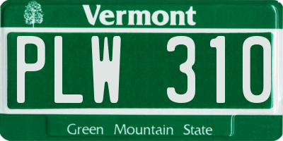VT license plate PLW310