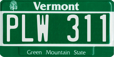 VT license plate PLW311