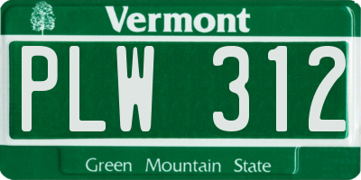 VT license plate PLW312