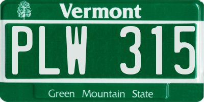 VT license plate PLW315