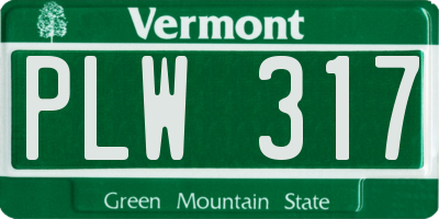 VT license plate PLW317
