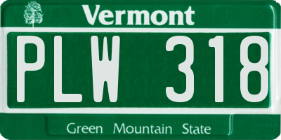 VT license plate PLW318
