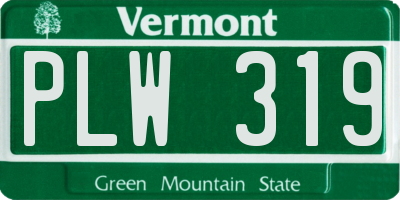 VT license plate PLW319