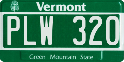 VT license plate PLW320