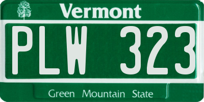 VT license plate PLW323