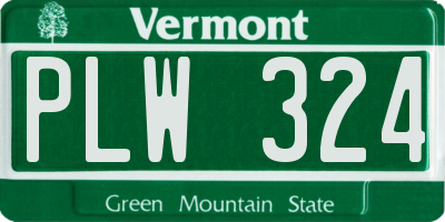 VT license plate PLW324