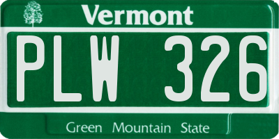 VT license plate PLW326