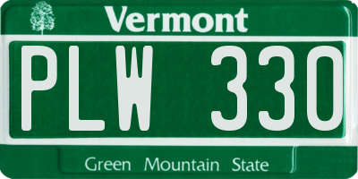 VT license plate PLW330