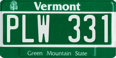 VT license plate PLW331