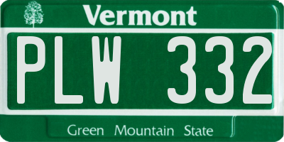 VT license plate PLW332
