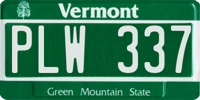 VT license plate PLW337