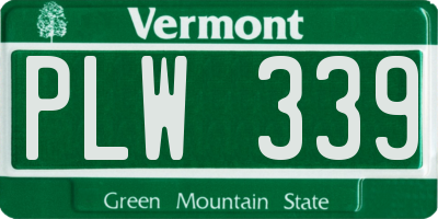 VT license plate PLW339