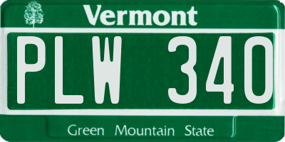 VT license plate PLW340