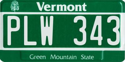 VT license plate PLW343