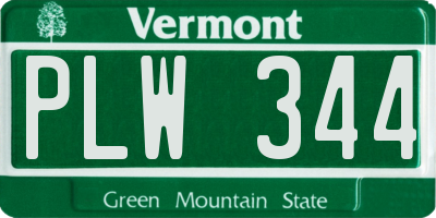 VT license plate PLW344