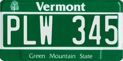 VT license plate PLW345