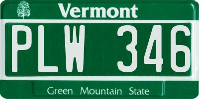 VT license plate PLW346