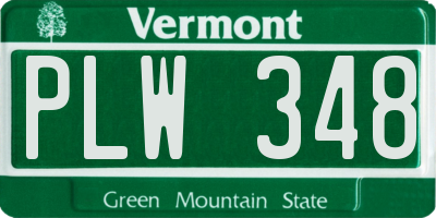 VT license plate PLW348