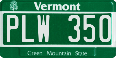 VT license plate PLW350
