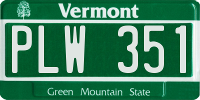 VT license plate PLW351