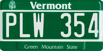 VT license plate PLW354