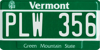 VT license plate PLW356