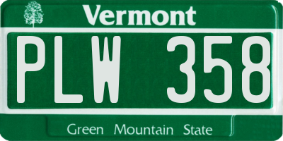 VT license plate PLW358